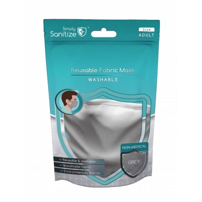 Reusable Fabric Face Masks - Pack of 5 (Grey)